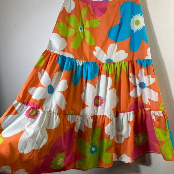 Womens Maude Vivante Ada Large Floral Boho Tiered Midi Skirt XS Pockets #37 - Picture 3 of 7